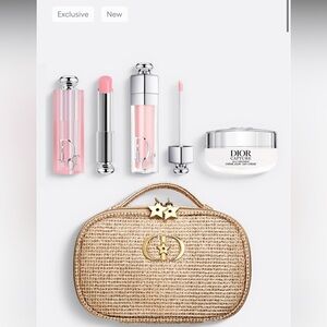 Dior Pink Lip Gloss and Cream with Gold Bag
